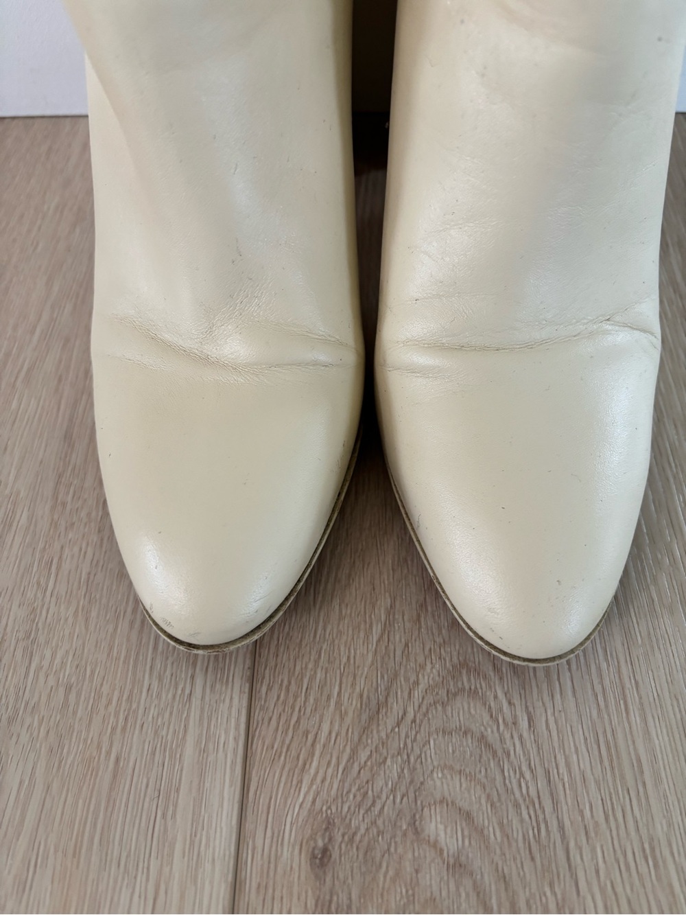 Zara Leather Tall Block Heel Boots in Cream/Ecru - Picture 4 of 12